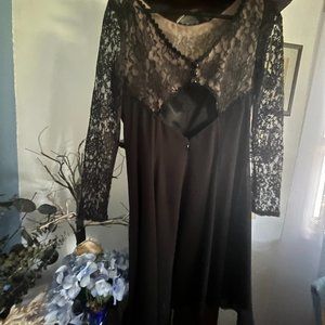 FREE SHIPPING; Dress; Dk Black; Gorgeous Lace Design; fully lined